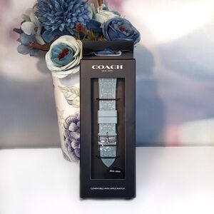 COACH Rubber Teal Embossed Apple Watch Strap for 38 40 41mm Apple Watches *BNIB